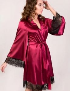 Купить М'який шовковий халат для жінок, нічна сорочка