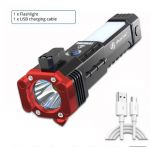 Фонарь со встроенным аккумулятором, защитный молоток, повербанк