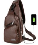 Чоловіча нагрудна сумка з USB-зарядкою та отвором для гарнітури