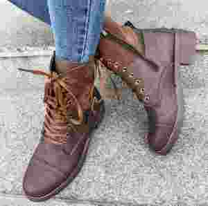 Купить Жіночі ботильйони на шнурівці з круглим носом на підборах  Весна-Осінь