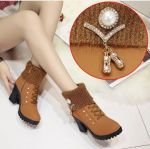 Жіночі зимові хутряні водонепроникні чоботи на каблуці