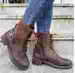 Жіночі ботильйони на шнурівці з круглим носом на підборах