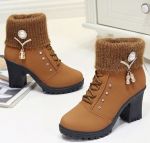 Жіночі зимові хутряні водонепроникні чоботи на каблуці